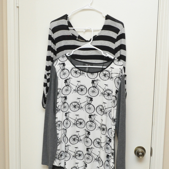 Tops - BUNDLE: 2 Gray Tops Bicycle and Stripe Size XL